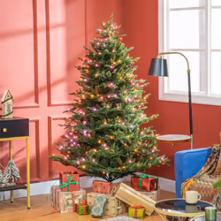 HOMCOM 6ft Prelit Artificial Christmas Tree w/ Lights for Party Decoration