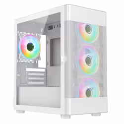 VIDA ZEPHYR-WHT, PC, White, micro ATX, Mini-ITX, Mesh, Metal, Plastic, Tempered glass, Case fans, 16.5 cm