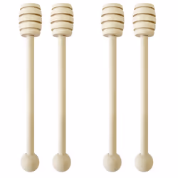 4pk Wooden Honey Spoon 16cm Syrup Pot Wood Dipper Drizzler Stick