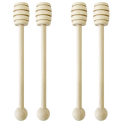 4pk Wooden Honey Spoon 16cm Syrup Pot Wood Dipper Drizzler Stick