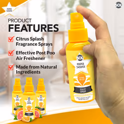 6pk SOL Pooper Swooper Toilet Spray 60ml | Citrus Splash Fragrance Odour Masking Toilet Air Fresheners | Poop Spray Cleaning Products