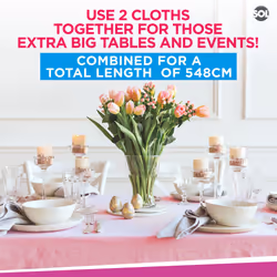 4pk Long Pink Table Cloth Party | 274 x 137cm | Plastic Table Cover