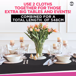 4pk Long Black Table Cloth Party | 274 x 137cm Plastic Table Cover
