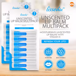 14pk Unscented Lip Balm Multipack | Lip Moisturiser & Hydrating Lip Balm Stick | Lip Care Lip Balms | Original Lipbalm | Natural Lip Repair for Dry
