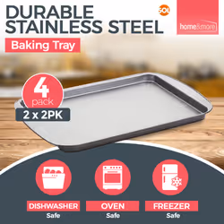 4 Oven Tray Set 38 x 25cm Large Roasting Pan Baking Bakeware Kitchen