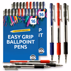 16-32 Blue Red Black Retractable Ballpoint Pens - 32 pens