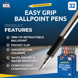 16-32 Blue Red Black Retractable Ballpoint Pens - 32 pens