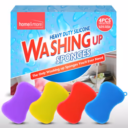 4pk Silicone Dish Washing Up Sponge, Dish Sponge Non- Scratch for Kitchen, Reusable Kitchen Sponges for Cleaning Pots & Pans, ...