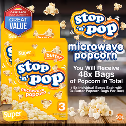 48pk Butter Flavour Microwave Popcorn (16 Boxes with 3 Bags Per Box)