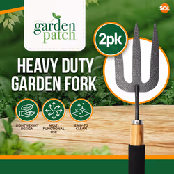 SOL 2pk Heavy Duty Gardening Fork, 34.5cm Wooden Handle