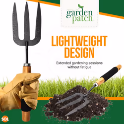 SOL 2pk Heavy Duty Gardening Fork, 34.5cm Wooden Handle