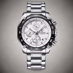 CHENXI Multi-function Three-eye Calendar Watch - WHITE