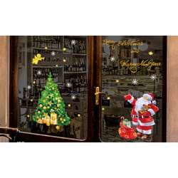 Large PVC Christmas Window Sticker - Santa and Christmas Tree