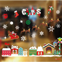 Large PVC Christmas Window Sticker - Santa and Reindeer