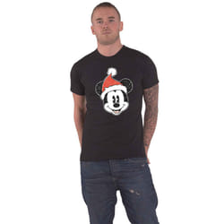 Mickey Mouse Santa Hat T Shirt - XXL, Black