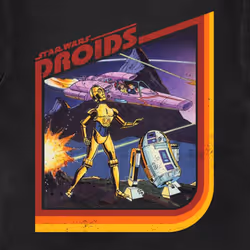Star Wars Droids Retro Logo T Shirt - S, Black