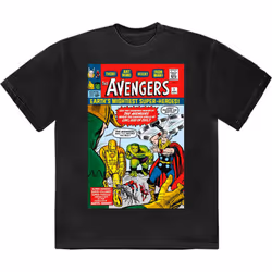 Avengers Earths Mightiest Comic Cover T Shirt - XL, Black