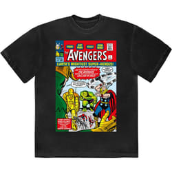 Avengers Earths Mightiest Comic Cover T Shirt - XL, Black