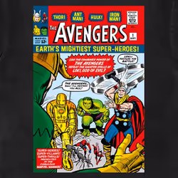 Avengers Earths Mightiest Comic Cover T Shirt - XL, Black
