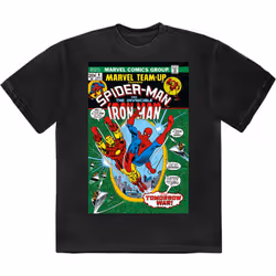 Spiderman And Iron Man Comic Cover T Shirt - S, Black
