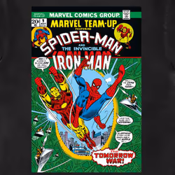 Spiderman And Iron Man Comic Cover T Shirt - S, Black