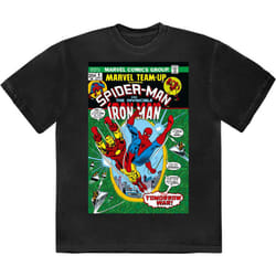 Spiderman And Iron Man Comic Cover T Shirt - L, Black