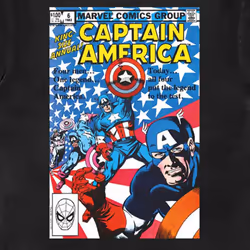 Many Captain Americas Comic Cover T Shirt - L, Black