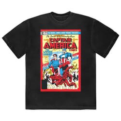 Captain America Living Legend Comic Cover T Shirt - L, Black