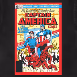 Captain America Living Legend Comic Cover T Shirt - L, Black