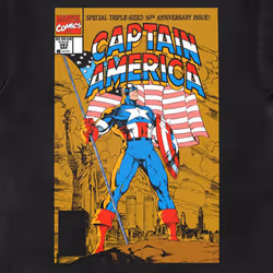 Captain America 50th Comic Cover T Shirt - M, Black