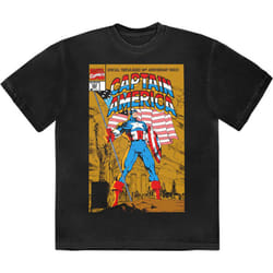 Captain America 50th Comic Cover T Shirt - L, Black