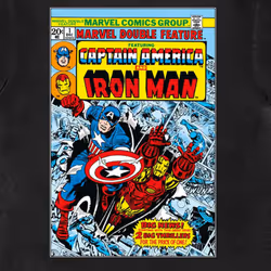Captain America And Iron Man Comic Cover T Shirt - L, Black