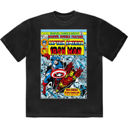 Captain America And Iron Man Comic Cover T Shirt - XL, Black