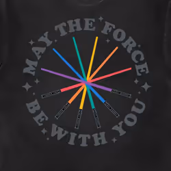 Star Wars Rainbow Sabers T Shirt - M, Black