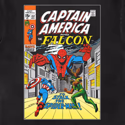 Captain America And Falcon Comic Cover T Shirt - M, Black