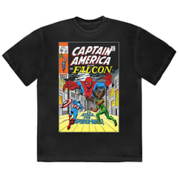 Captain America And Falcon Comic Cover T Shirt - L, Black