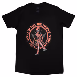 Deadpool Aim For The Middle Logo T Shirt - M, Black