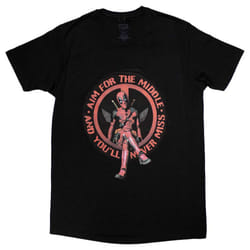 Deadpool Aim For The Middle Logo T Shirt - M, Black