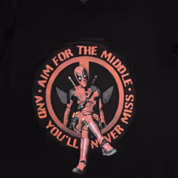 Deadpool Aim For The Middle Logo T Shirt - M, Black