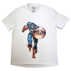 Captain America Running Logo T Shirt - L, White