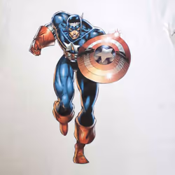 Captain America Running Logo T Shirt - L, White