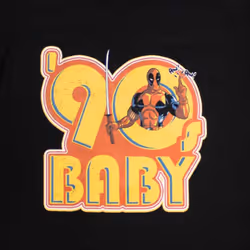 Deadpool 90s Baby Retro Logo T Shirt - M, Black