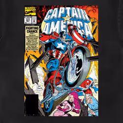 Captain America Wheel Comic Cover T Shirt - M, Black
