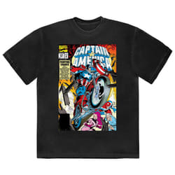 Captain America Wheel Comic Cover T Shirt - L, Black