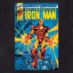 Invincible Iron Man Comic Cover T Shirt - L, Black