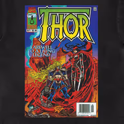 Thor Living Legend Comic Cover T Shirt - M, Black