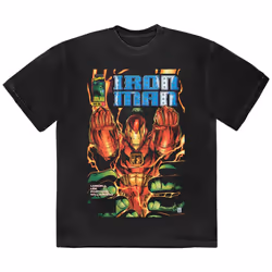Iron Man Fist Comic Cover T Shirt - L, Black