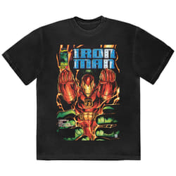 Iron Man Fist Comic Cover T Shirt - L, Black