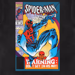 Spider Man Warning Comic Cover T Shirt - M, Black