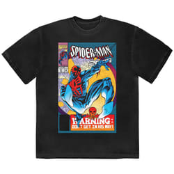 Spider Man Warning Comic Cover T Shirt - XL, Black